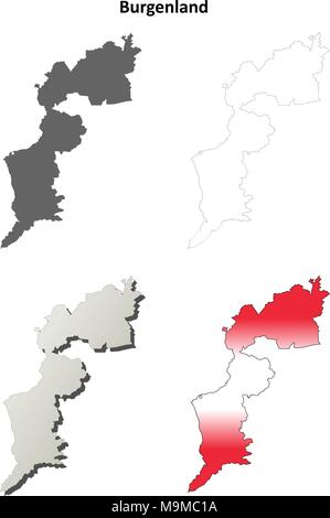 Burgenland leer detaillierte Gliederung Karte gesetzt Stock Vektor