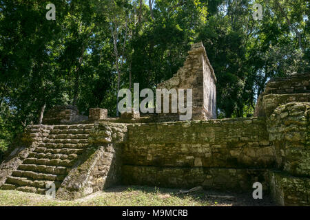 Antiken Ruinen und Tempel von Topoxte Insel, Guatemala Stockfoto