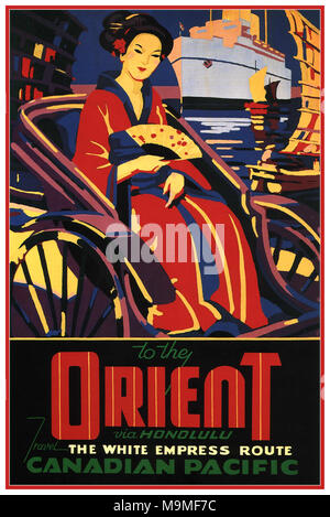 1930 Canadian Pacific Orient über Honalulu die Weiße Kaiserin Route Kreuzfahrt Steamship Travel Poster Stockfoto