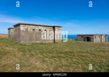 Die Reste der 2. Weltkrieg radar Station in Ravenscar auf der North Yorkshire Küste Versand und Flugbewegungen zu plotten Stockfoto