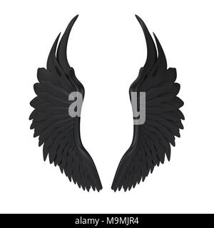 Schwarze Dämon Flügel isoliert Stockfoto