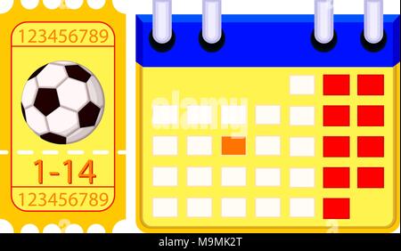 Bunte Fußball-ticket Kalender. Stock Vektor