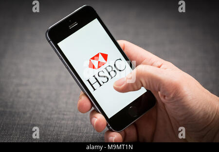 HSBC online Banking App auf dem iPhone Stockfoto