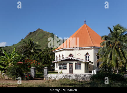 Kirche, Tempel de Papetoai, Moorea, Gesellschaftsinseln, Windward Islands, Französisch-Polynesien Stockfoto