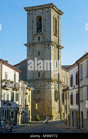 Glockenturm, Campanile, Kirche Sant'Antonio Abate, Chiesa di Sant'Antonio Abate, Altstadt, Agnone, Molise, Italien Stockfoto