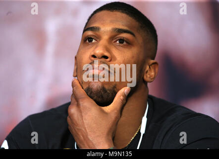 Anthony Joshua während einer Pressekonferenz auf Sky Sport Studios, Isleworth. Stockfoto