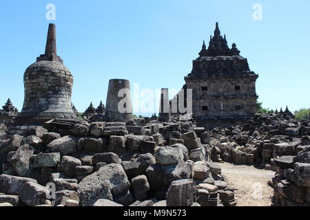 Die Landschaft im Plaosan-Tempel-Gebiet, einem der hinduistisch-buddhistischen Tempel in Indonesien, liegt im Klaten-Bezirk, Provinz Zentral-Java Stockfoto