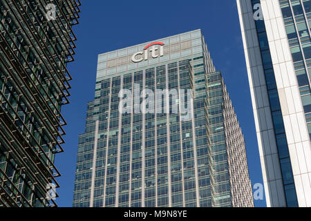 Citigroup Tower, 25 Canada Square, Canary Wharf, Docklands, East London, Vereinigtes Königreich Stockfoto