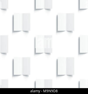 Weiße multi-page booklet Mockups Muster, geöffnet, Ansicht von oben, 3D-Rendering. Ebene zwei Broschüren Mock Ups isoliert. Gefaltete Buch Cover und Fl Stockfoto