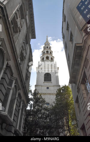 Der Braut Kirche London von Architekt Christopher Wren auf Fleet Street, London. Stockfoto