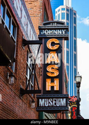 Johnny Cash Museum. Johnny Cash (1932 - 2003) war ein US-amerikanischer Sänger und Songwriter, Gitarrist, Schauspieler und Autor. Stockfoto