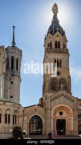 La Basilique Notre Dame de Fourvière, Lyon, Frankreich Stockfoto