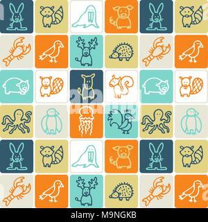 Hand gezeichneten Symbole gesetzt - Tiere 1. Stock Vektor