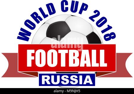 Fußball-WM 2018 Design in den Farben der Nationalflagge von Russland. Vector Illustration mit Fußball. Stock Vektor