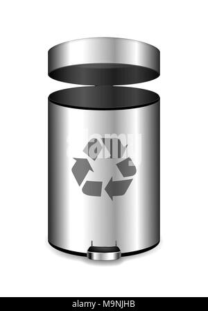 Metall Büro Müll bin. Realistische Vector Illustration für Ihr Design. Stock Vektor
