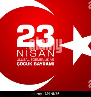 23. Nisan cocuk baryrami. Übersetzung: Türkisch 23. April Tag der Kinder. Vector Illustration Stock Vektor