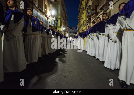 Die königliche und Herzlichsten Bußweg der Bruderschaft und die Palmen der Brüderlichkeit, der Christus der Gute Tod, Unsere Liebe Frau der Hoffnung und St. Johannes der Täufer in Cáceres Stockfoto