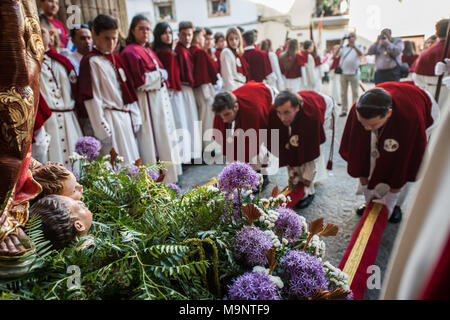 Die eucharistischen und sakramentalen Bruderschaft des Heiligen Abendmahl und Unserer Lieben Frau von der Hütte in Cáceres. Stockfoto