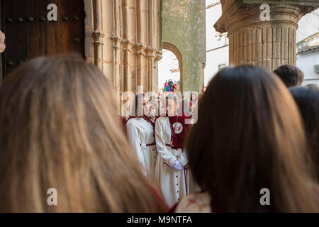 Die eucharistischen und sakramentalen Bruderschaft des Heiligen Abendmahl und Unserer Lieben Frau von der Hütte in Cáceres. Stockfoto