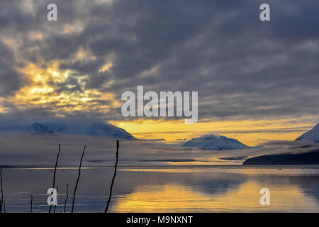 Winterlichen Sonnenaufgang in Alaska Stockfoto