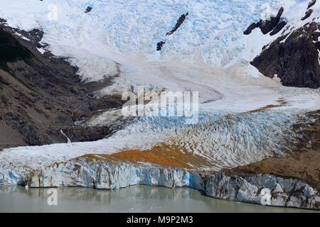 Laguna Torre mit Gletscherzunge des Gletscher Torre, Nationalpark Los Glaciares, El Chaltén, Provinz Santa Cruz, Argentinien Stockfoto