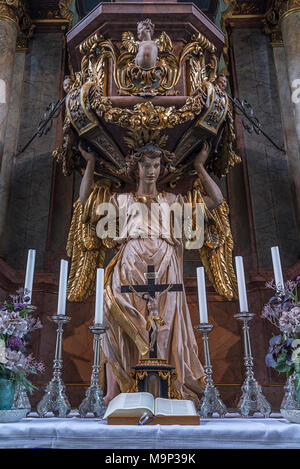 Barocke Kanzel Altar von 1744, Neustädter Kirche, Erlangen, Mittelfranken, Bayern, Deutschland Stockfoto