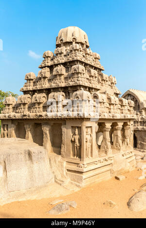 Die fünf Rathas, Yudhishthir ratha, Mahabalipuram, Tamil Nadu, Indien Stockfoto