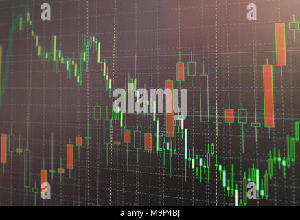 Börse oder Forex Trading Graph und Candlestick Chart Geeignet für finanzielle Investitionen Konzept. Wirtschaft Trends Hintergrund für Geschäftsidee und ein Stockfoto