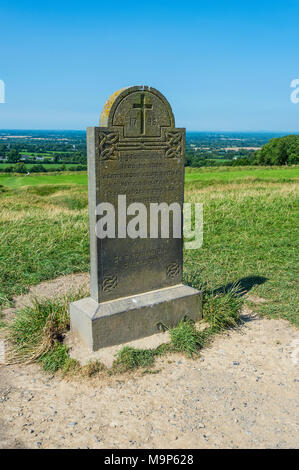 Epitaph mit Inschrift, die Hügel von Tara, County Meath, Irland Stockfoto