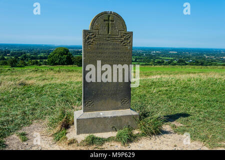 Epitaph mit Inschrift, die Hügel von Tara, County Meath, Irland Stockfoto