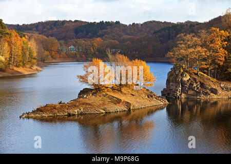 Wuppertalsperre im Herbst, Remscheid, Bergisches Land, Nordrhein-Westfalen, Deutschland, Europa Stockfoto