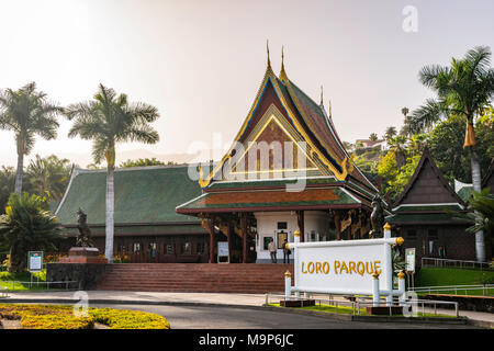 Haupteingang, Loro Parque, Puerto De La Cruz, Teneriffa, Kanarische Inseln, Spanien Stockfoto