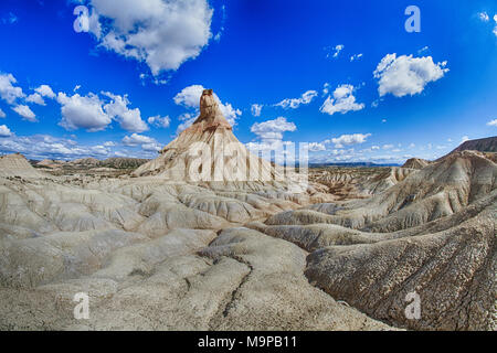 Felsformationen, semi-Wüste Bardenas Reales, Spanien Stockfoto