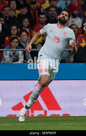 Diego Costa (Atletico Madrid) im Freundschaftsspiel zwischen Spanien und Argentinien, am 27. März 2018. Wanda Metropolitano Stadion, Madrid, Spanien. Stockfoto