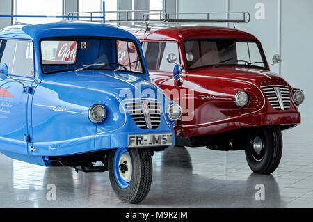 Oldtimer Borgward Goliath Goli, kleine Transporter, Jahr 1959, Messe Karlsruhe, Baden-Württemberg, Deutschland Stockfoto