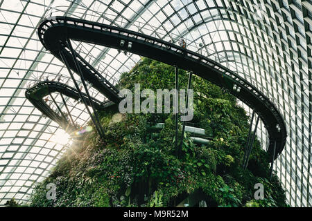 Die Cloud Forest Gewächshaus ist Teil der Gärten durch die Bucht Komplex in Bayfront, Singapur. Stockfoto