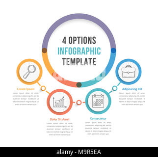 Infografik Vorlage mit vier Schritte und Optionen, Workflow, Prozessdiagramm, Vector EPS 10 Abbildung Stockfoto