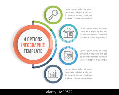 Infografik Vorlage mit vier Schritte und Optionen, Workflow, Prozessdiagramm, Vector EPS 10 Abbildung Stockfoto