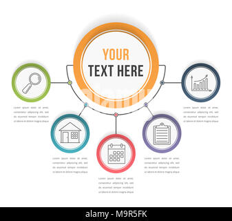 Infografik Vorlage mit fünf Schritte und Optionen, Workflow, Prozessdiagramm, Vector EPS 10 Abbildung Stockfoto