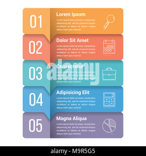 Infografik Vorlage mit fünf Schritte und Optionen, Workflow, Prozessdiagramm, Vector EPS 10 Abbildung Stockfoto