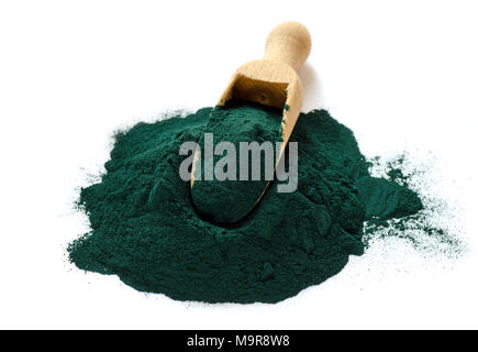 Bio Spirulina Pulver. Spirulina ist ein SUPERFOOD als Nahrungsergänzung Vitamin Protein und Beta-carotin verwendet Stockfoto