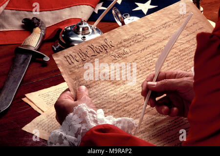 Re - Erstellung von der Unterzeichnung der Erklärung der Unabhängigkeit Stockfoto