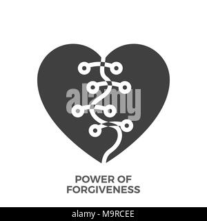 Die Macht der Vergebung Glyphe Vektorsymbol isoliert auf den weißen Hintergrund. Stock Vektor