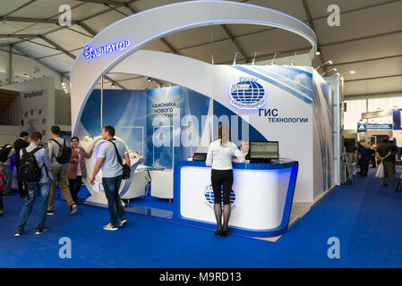 Schukowski, Russland - Juli 24. 2017. Die GIS-Technologie Firma auf der Internationalen Luft- und Raumfahrtmesse MAKS 2017 Stockfoto