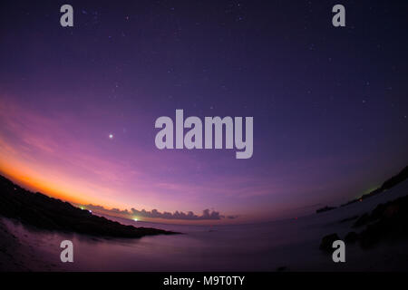 Weitwinkel Sonnenuntergang, Kudat, Sabah, Malaysia, Borneo, Stockfoto