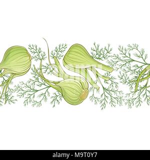 Fenchel nahtlose Vektor Muster auf weißem Hintergrund Stock Vektor