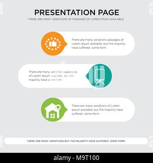 Warehouse Management, Flipchart, zufriedener Kunde Präsentation design Vorlage in Orange, Grün, Gelb Farben mit horizontalen und runden Formen Stock Vektor