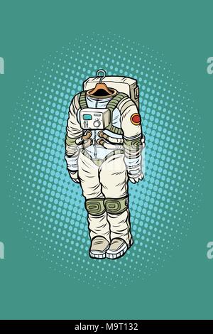 Spacesuit Astronaut hängt auf einem Kleiderbügel Stock Vektor