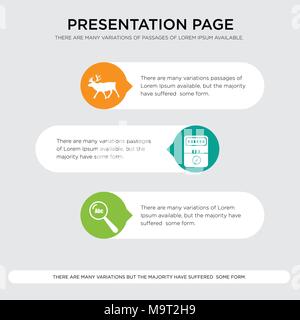 Grammatik, Stromzähler, Elche presentation Design vorlage in Orange, Grün, Gelb Farben mit horizontalen und runden Formen Stock Vektor