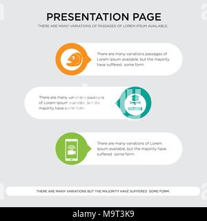 Video Chat, Master, Piranha presentation Design vorlage in Orange, Grün, Gelb Farben mit horizontalen und runden Formen Stock Vektor